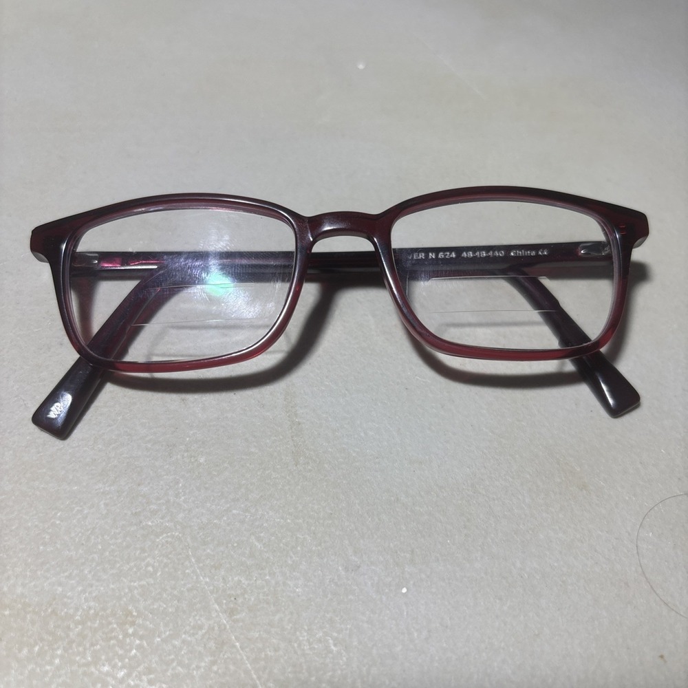 Warby Parker Oliver N 624 Eyeglasses Frame Red Berry Crystal 48-18-140 Used